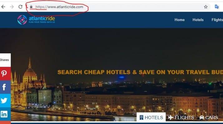 Verifique que la URL sea correcta y segura con https cuando busque hoteles en línea